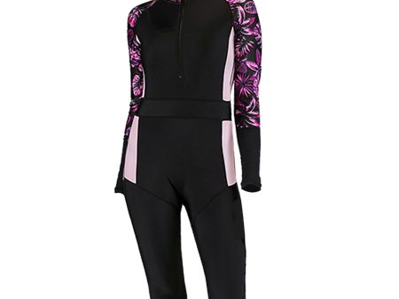 Maxbell Full Body Wetsuit One Piece Sun Protection Women Swimming Purple print XXL Online