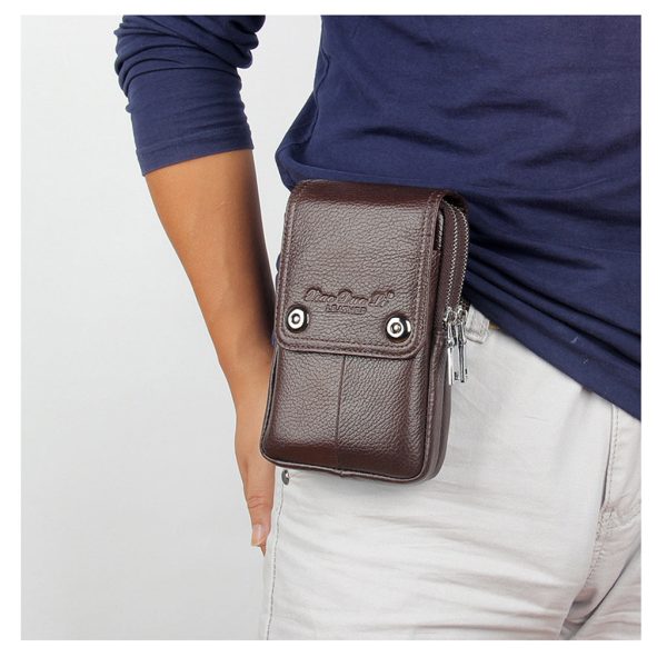 Maxbell Multifunctional Waist Casual Universal Phone Pouch Leather Bag   Coffee For Discount