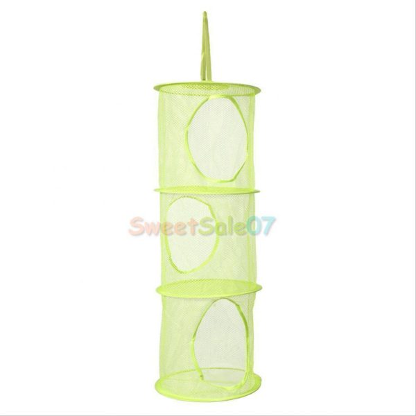 Collapsible 3 Layer Underwear Toy Hanging Basket Laundry Mesh Storage Green Fashion