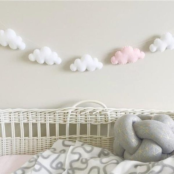 Maxbell Hanging Clouds Garland for Baby Shower, Wedding Party Decor White and Pink Online now