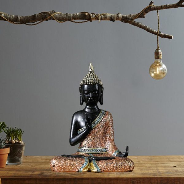 Maxbell Meditating Buddha Statue Collectibles Sculpture Tabletop Artwork Decor Gift Black Sit Pose A Cheap