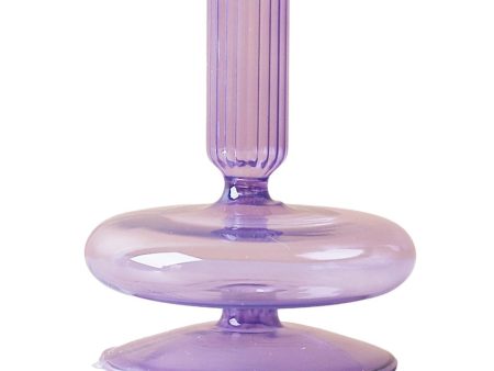 Decorative Glass Candle Holder Stand Dry Flower Vase Decor Dinning Christmas 1 layer purple on Sale