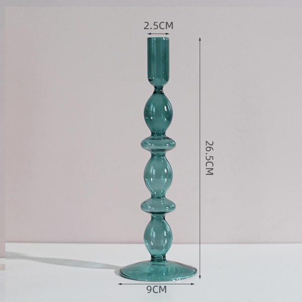 Decorative Glass Candle Holder Stand Dry Flower Vase Decor Dinning Christmas 2 circle blue Fashion